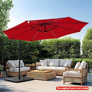 12 ft. Steel Cantilever Offset Outdoor Patio Umbrella with Crank in Red