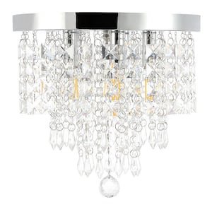 11 in. 5-Light Gold Glam Flush Mount Chandelier with Clear K9 Crystals