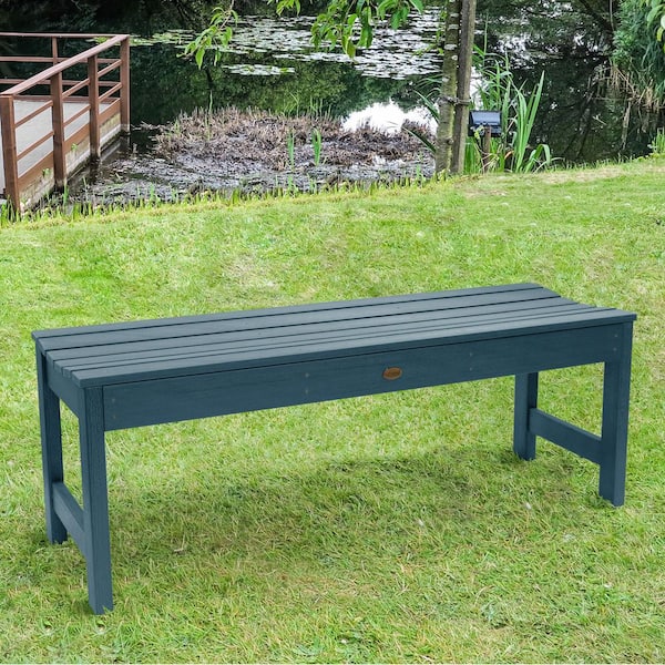 Highwood Lehigh 4 ft. 2-Person Nantucket Blue Recycled Plastic Outdoor Picnic Bench