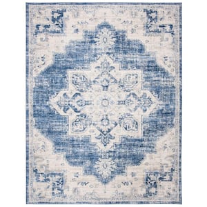 Brentwood Ivory/Navy 8 ft. x 10 ft. Border Area Rug