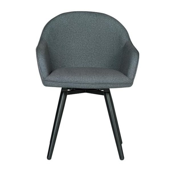 Studio Designs Home Dome Contemporary 24 in. Charcoal Gray Upholstered Polyester Swivel Arm Chair with Metal Legs