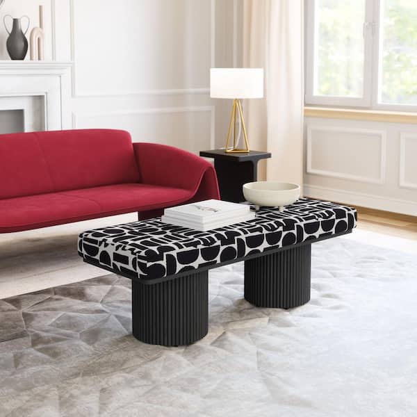 ZUO Botoia Black and White Dining Bench 48.4 in. W