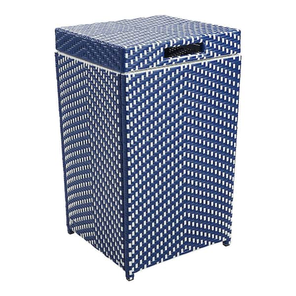 Furniture of America Limewood 29 Gal. Navy and White Outdoor Trash Can