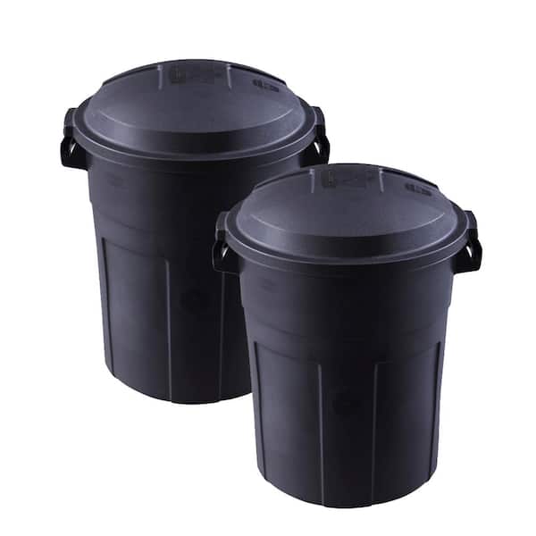 20 Gal Round Trash Can Waste Garbage Bin Container Heavy Duty with Lid Black 