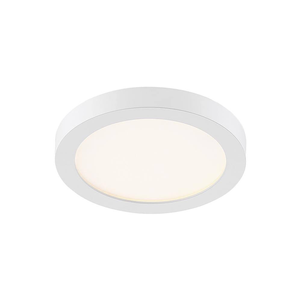 White Glass LED Flush Mount Ceiling Light with Brushed Nickel