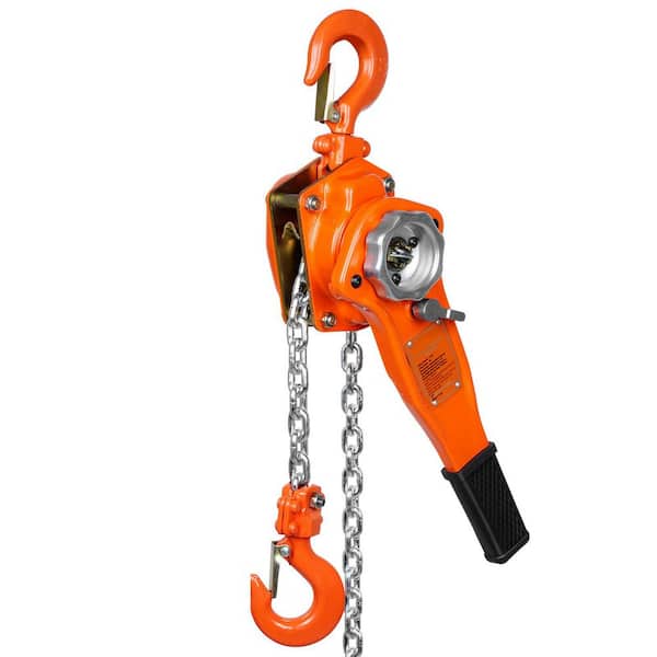 SKYSHALO Hand-Operated Chain Lift 1650 lbs. Load 5 ft. Length, G80 Zinc-Coated Steel Dual-Pawl Brake System Automatic Chain Guide