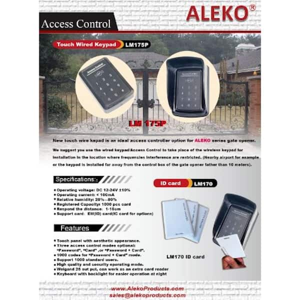ALEKO Universal Touch Plastic Panel Keyboard Wired Keypad LM175P 12/24V