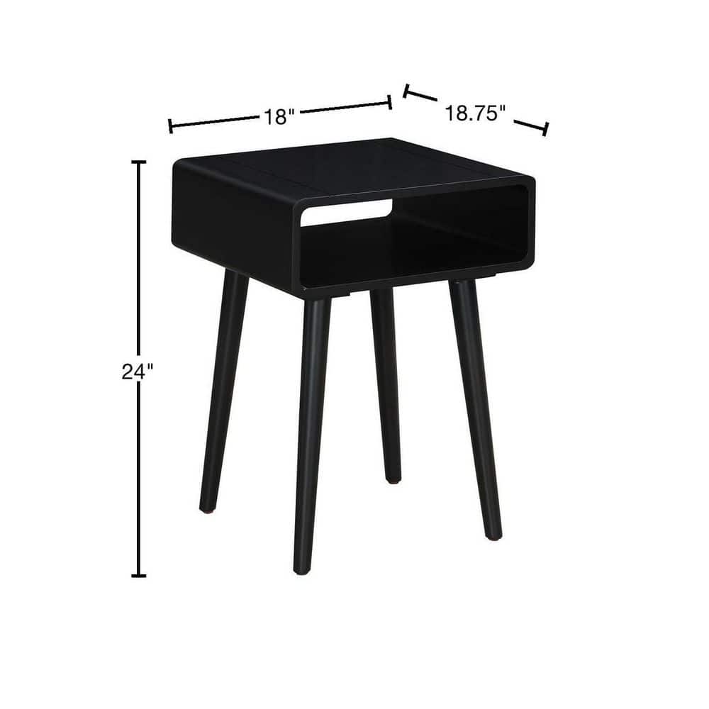 Black Birch Veneer Wood End Table with Shelf