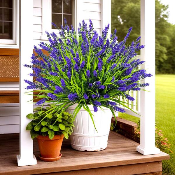 Vine 14 in. Purple Family Outdoor Artificial Lavender Plant in