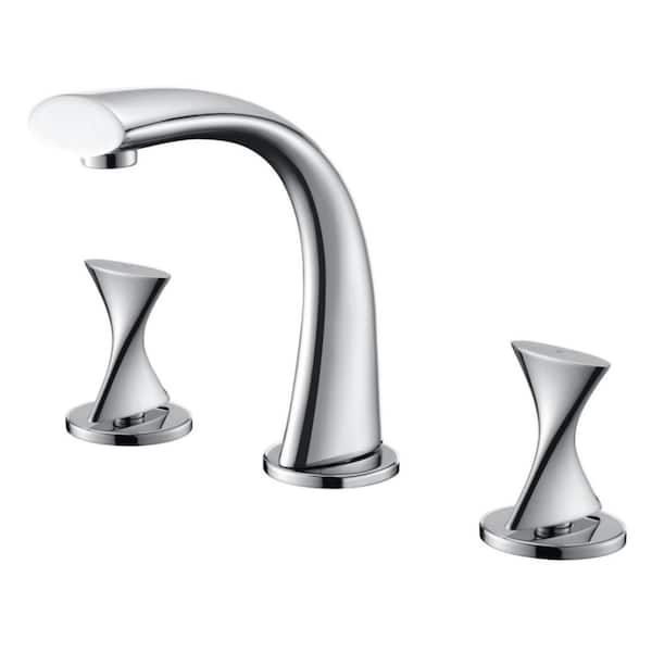 Ultra Faucets Twist 8 in. Widespread 2-Handle Bathroom Faucet with Drain Assembly, Rust Resist in Polished Chrome