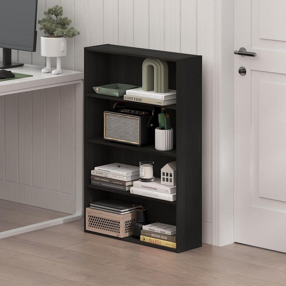 Furinno Basic 35.04 in. Tall Espresso Wood 4-Shelf Open Shelf