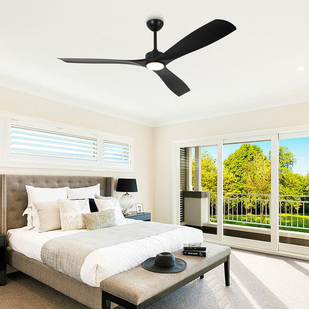 60" Black Industrial Ceiling Fan with LED Light and Remote