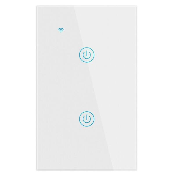 thumbnail image 2 of EU 86 Style WiFi Smart Wall Light Switch – KS-601 Tempered Glass – Works With Alexa – Touch Control White 2 of 5