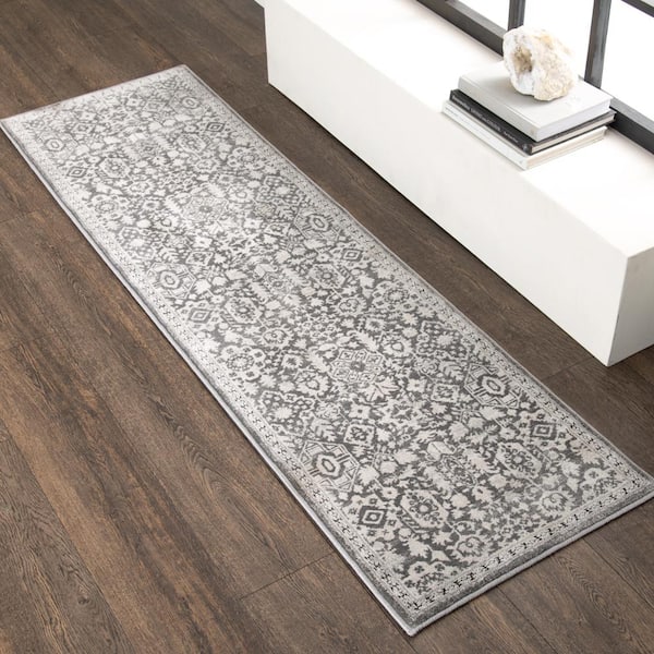 Skyline Gray/Beige 2 ft. x 7 ft. Floral Runner Rug