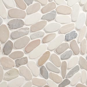 Countryside Sliced Flat Oval 11.81 in. x 11.81 in. Light Blend Floor and Wall Mosaic (0.97 sq. ft. / sheet)