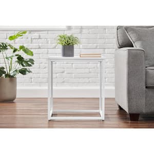 Donnelly White Square End Table with White Wood Top (20 in. W x 22 in. H)