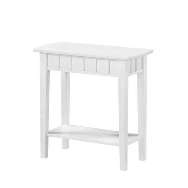 Convenience Concepts Dennis 12 in. White Standard Rectangle Wood End Table with Shelf