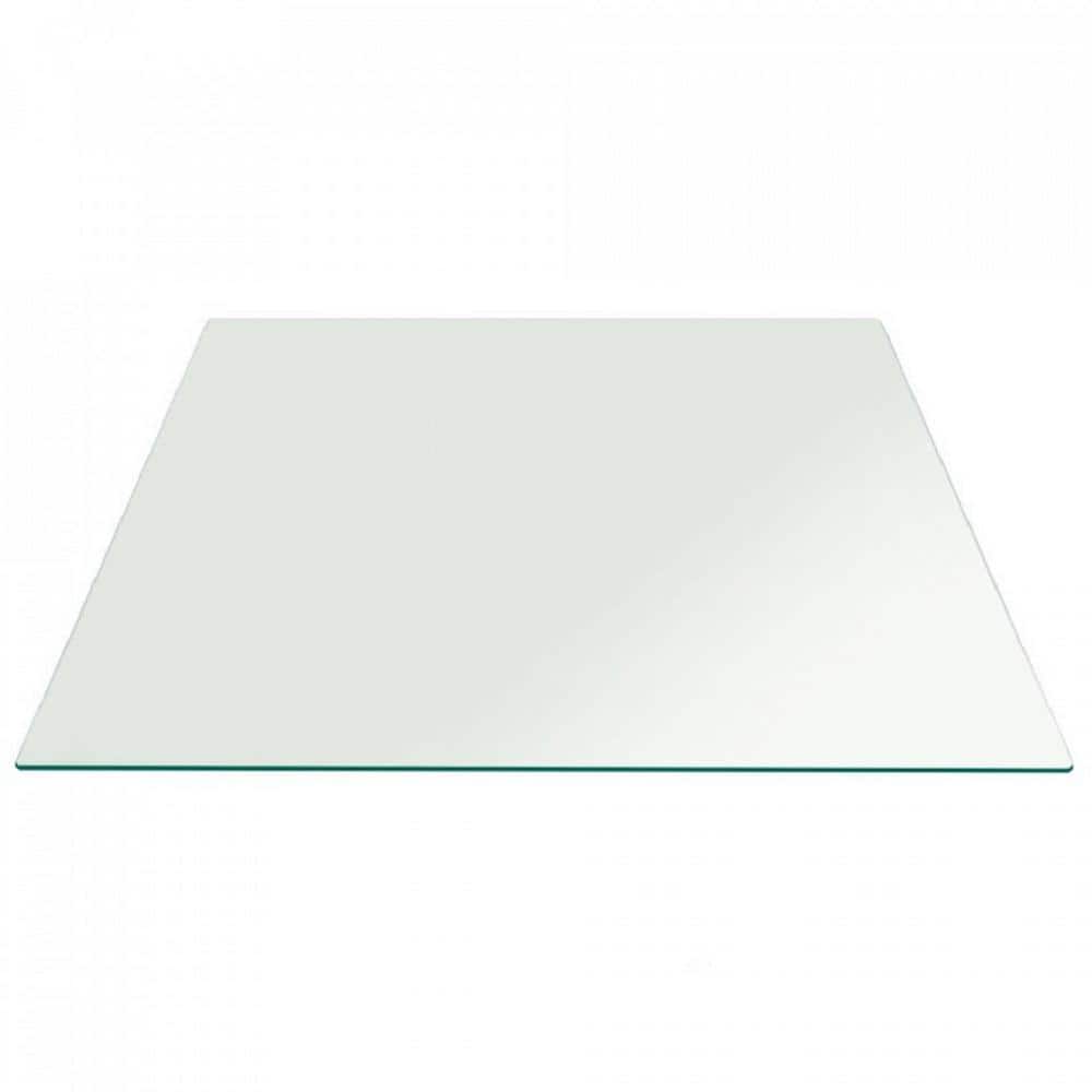 54-Inch Clear Tempered Glass Square Table Top with Flat Edge