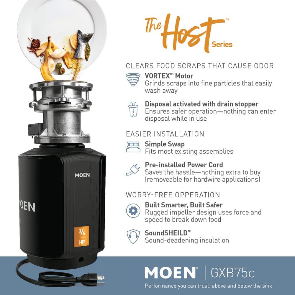 Moen Black 3/4 HP Batch Feed Garbage Disposal