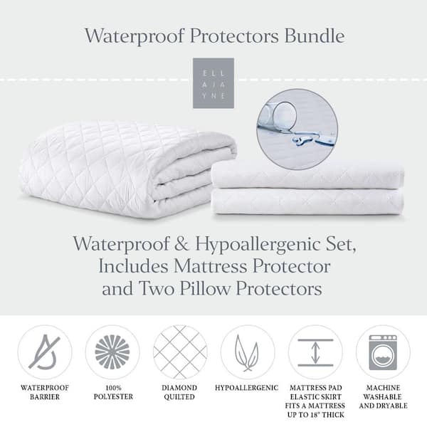 Jml Queen Waterproof Mattress Protector,Quilted Fitted Mattress Pad Fits Up to 16 inch Deep, White