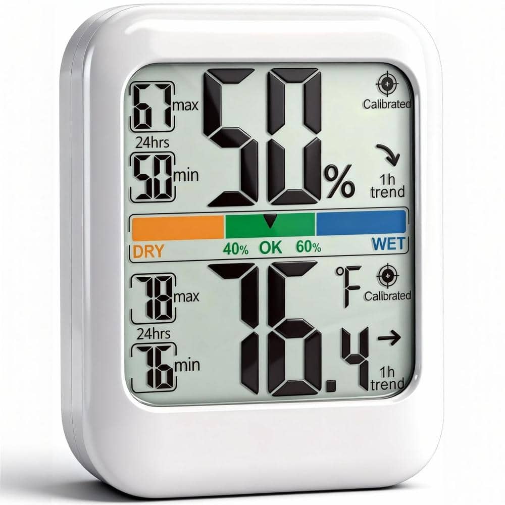 Digital Hygrometer Indoor Thermometer with 5-Second Refresh, 2.8 in LCD, 24-Hour Max/Min Memory, DRY/OK/WET Air price history on PriceWatchPro