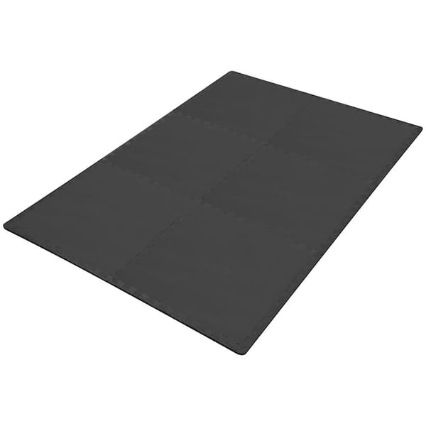 BalanceFrom 3/4 In. Thick Flooring Puzzle Exercise Mat with High Quality  EVA Foam Interlocking Tiles, 6 Piece, 24 Sq Ft. Black 
