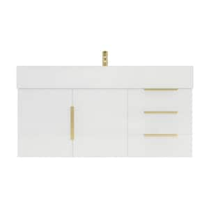 Bethany 42 in. W x 20 in. D x 22 in. H Single Sink Floating Bath Vanity in High Gloss White with White Acrylic Top