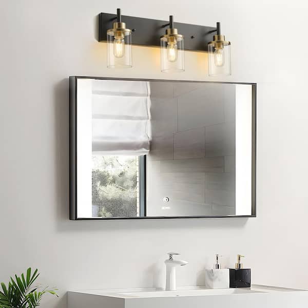 holy2943★ TinHon 23 in. Bathroom Light Fixtures Black and Gold, 3 Light