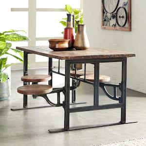51 in. Brown Rectangle Teak Industrial Dining Table (Seats 4)