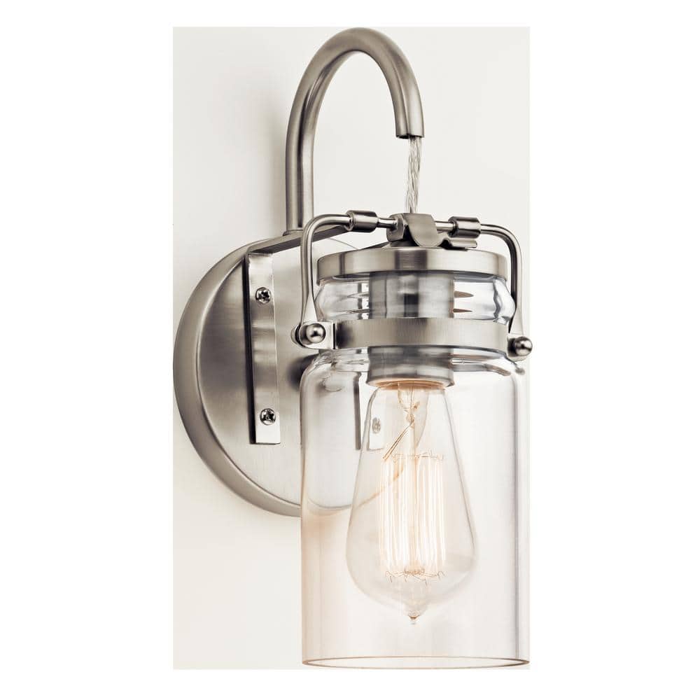 Champagne Nickel 11.5" Rustic Jelly Jar Wall Sconce