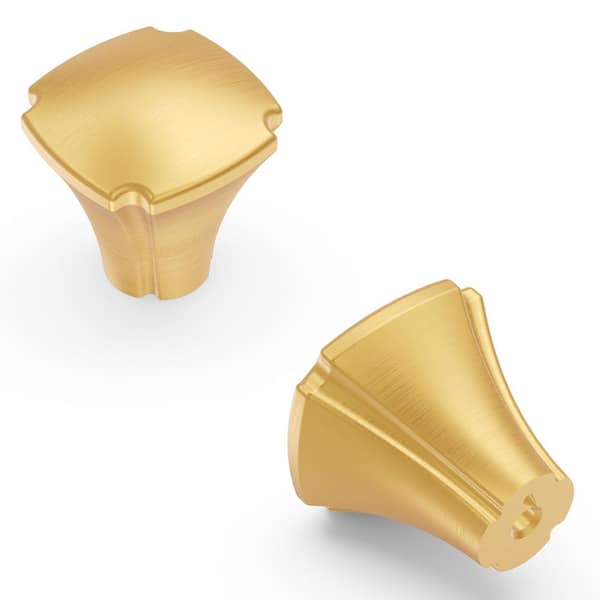 HICKORY HARDWARE Veranda 1-1/8 in. Diameter Brushed Golden Brass Cabinet Knob (10-Pack)
