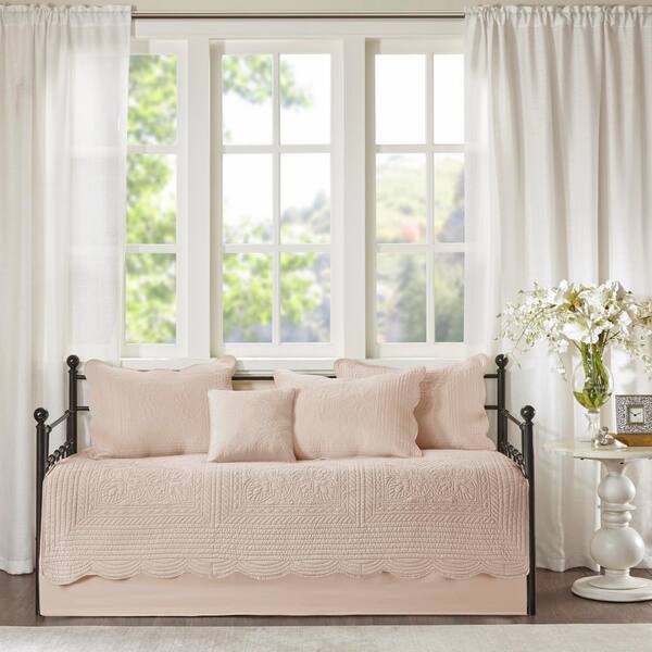 Madison Park Marino Blush Cotton Daybed Reversible Scalloped Edge Daybed Cover Set