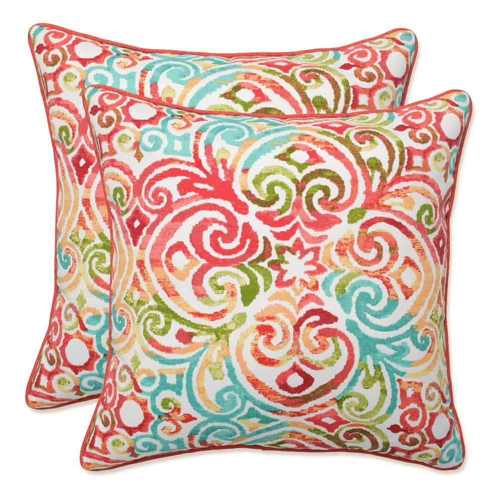 Corinthian Dapple Multicolor Square Outdoor/Indoor Throw Pillows Set