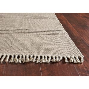 Cyra Natural 9 ft. x 12 ft. Solid FarmHouse Hand-Woven Wool Area Rug