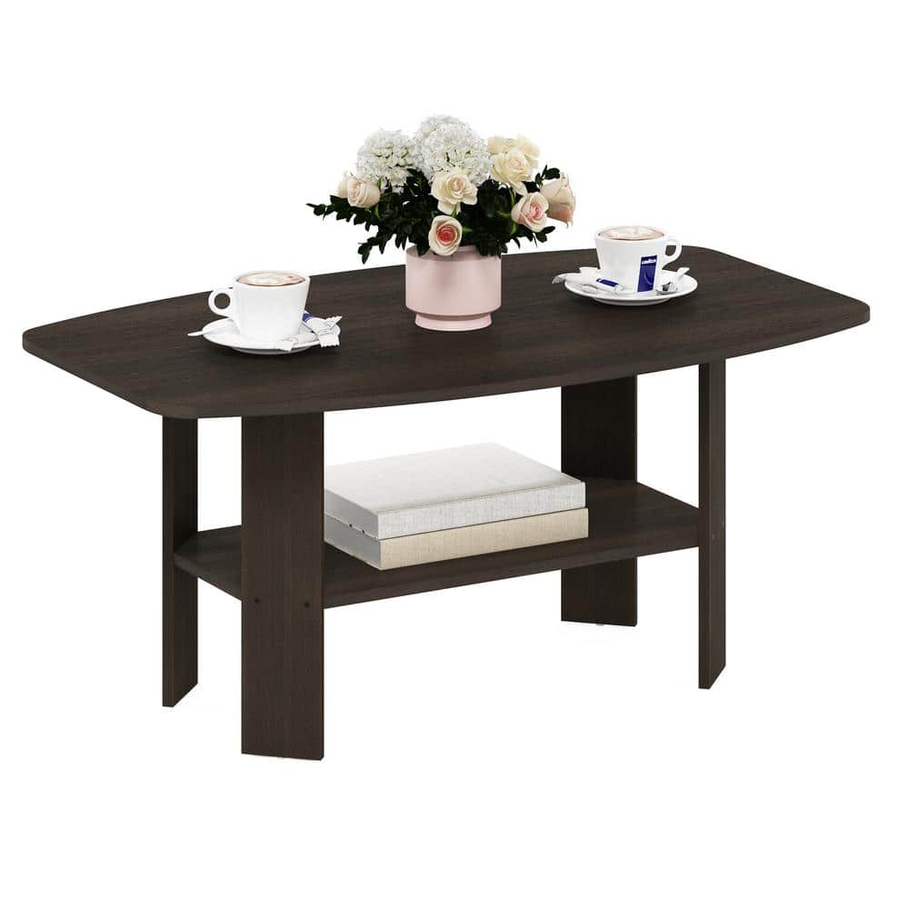 Modern Rectangular Coffee Table in Dark Brown Wood