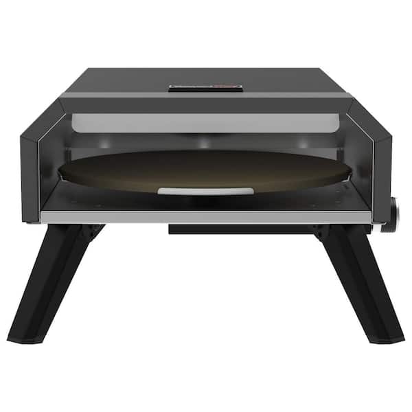 Portable Propane Gas Pizza Oven with 13 in. Pizza Stone, Collapsible Legs for Backyard, Handmade Pizza, Black