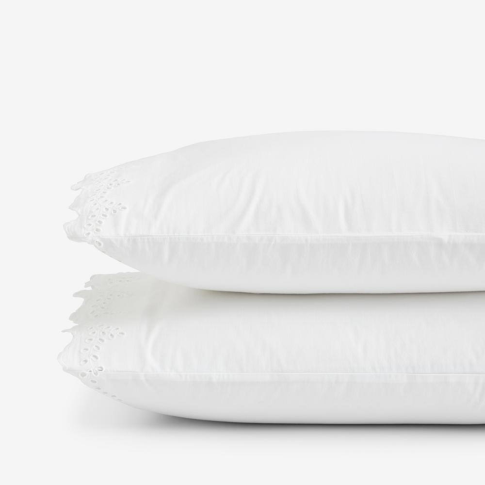 Company Cotton Eyelet Ruffle Yarn-Dyed White Standard Cotton Percale Pillowcases (Set of 2) price history on PriceWatchPro