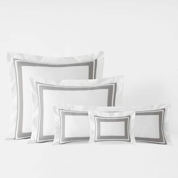 Legends Hotel Double Border Silver 14 in. X 40 in. Throw Pillow Cover