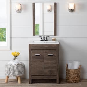 Warford 24.25 in. W x 18.75 in. D Bath Vanity in Vintage Oak with Cultured Marble Top in White with Integrated Sink