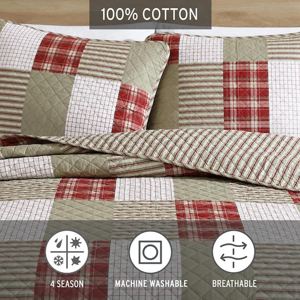 Rustic Red & Cream Checkered 4 Piece Kitchen Towel Set