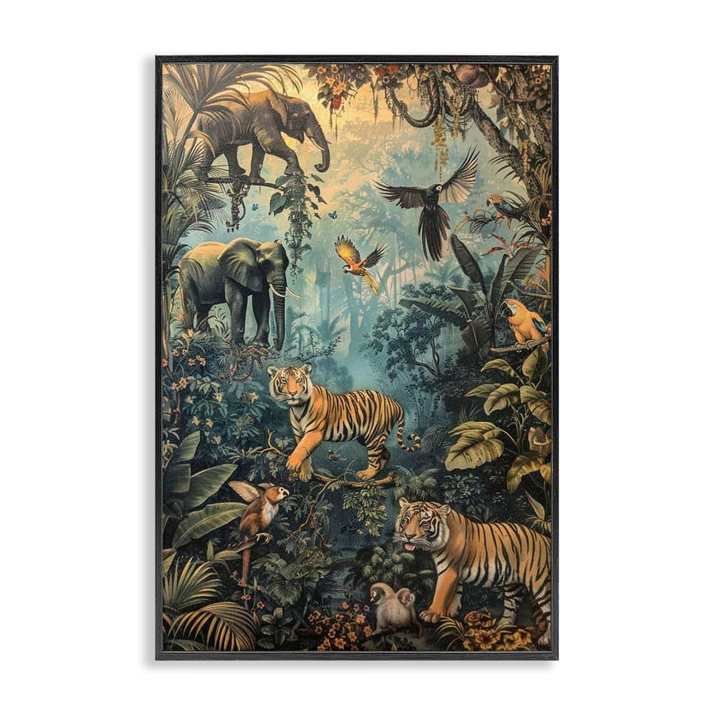 Vintage Rainforest Jungle by Franklyn Gregory Black Framed Nature Giclee Art Print 18 in. x 12 in. price history on PriceWatchPro