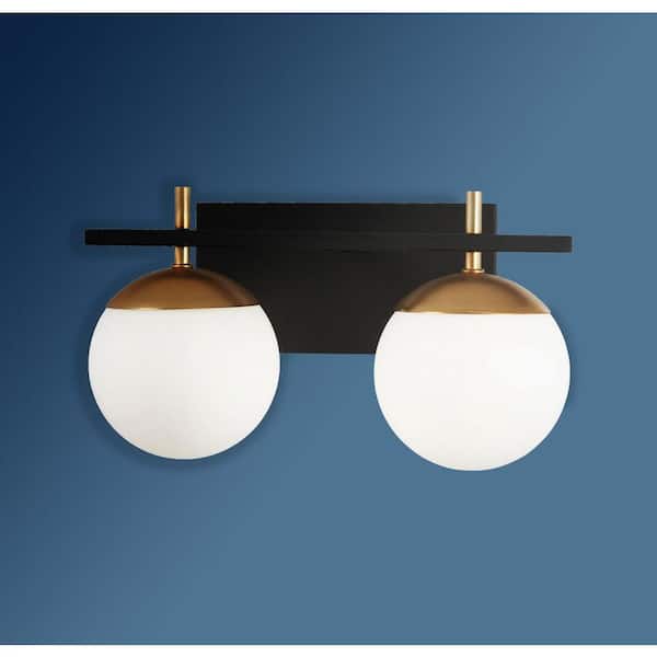 Alluria 2-Light Weathered Black with Autumn Gold Accents Bath Light