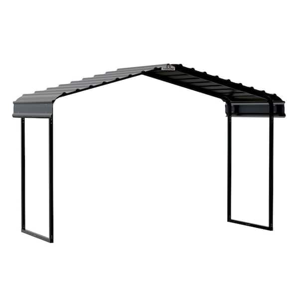 12 ft. W x 6 ft. D x 7 ft. H Charcoal Galvanized Steel Carport, Car Canopy and Shelter