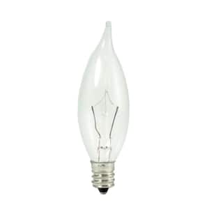 10-Watt Warm White Light CA8 (E!2) Candelabra Screw Base Dimmable Clear Flame Krypton Light Bulb, 2700K (20-Pack)