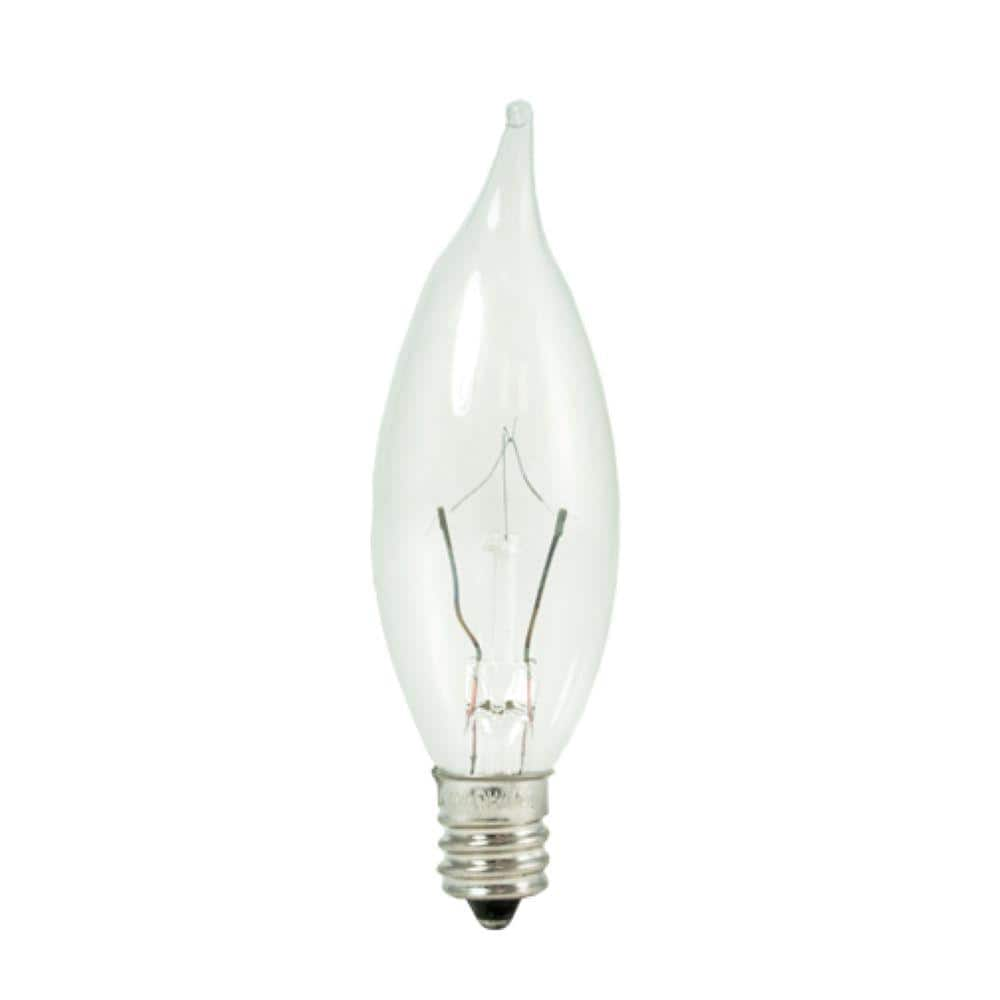 Bulbrite CA8 Bent Tip Decorative Bulb, Clear/Warm White, 15 W, 130 V