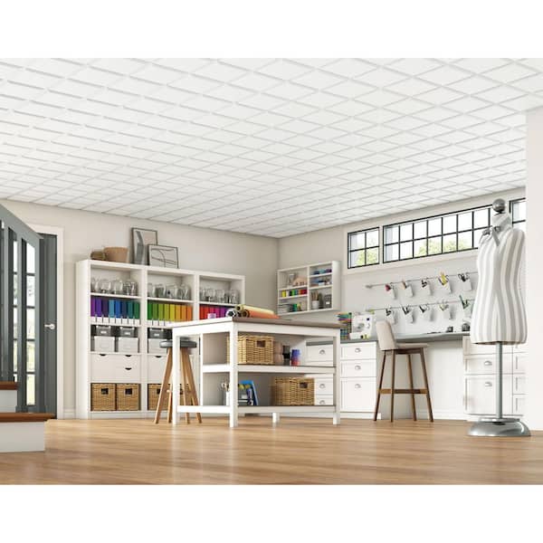 Armstrong Ceilings Fluted White Mineral Fiber Drop Ceiling Tile Sample