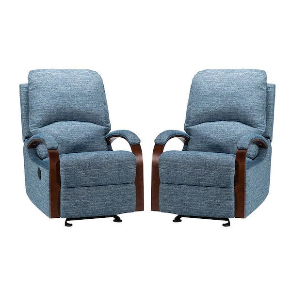 JAYDEN CREATION Deccan Navy Manual Nursery Chair Rocking Recliner for Living Room (Set of 2)