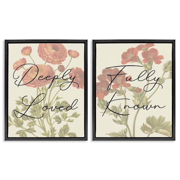 Stupell Industries Loved and Known Florals by Daphne Polselli 2-Pieces Black Floater Frame Nature Graphic Art Print 31 in. x 25 in.