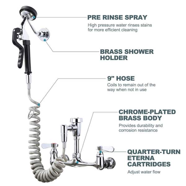 IVIGA Brass Pet Grooming Faucet Double Handle Centers Wall - Main Image