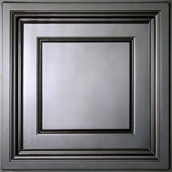 Ceilume Madison Black 2 ft. x 2 ft. Lay-in Coffered Ceiling Panel (Case of 6)